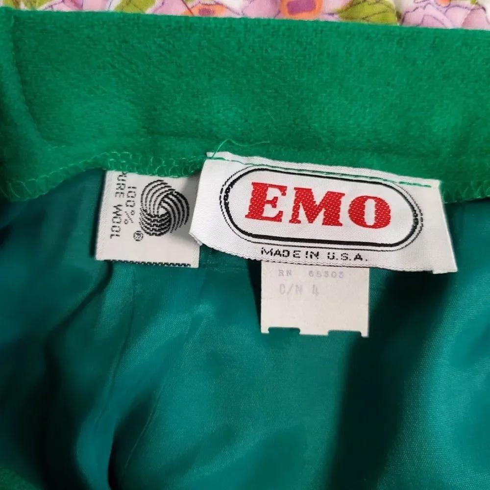 Vintage‎ EMO Pure Wool Deadstock Green Midi Skirt